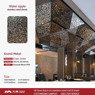0.3 мм молотое водное волновое листовое из нержавеющей стали для потолочной панели