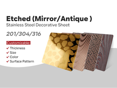 316 304 Гравированные листы из нержавеющей стали 4x4 4x8 4x10 размеров